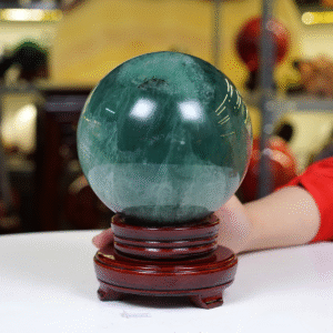 Quả cầu Fluorit xanh cộng sinh tím 4,32kg - 14,6cm