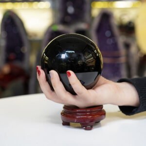 Quả cầu Obsidian đen 2A - 1,5kg - 10,5cm