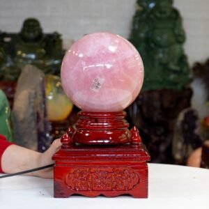 Quả cầu Thạch Anh hồng sao 2A 4,3kg - 14,3cm + đế đèn xoay