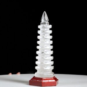 Tháp văn xương thạch anh trắng 0,8kg - cao 20,5cm