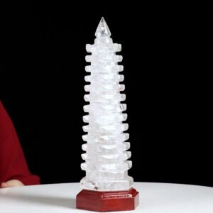 Tháp văn xương thạch anh trắng 2,38kg - 29cm