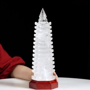 Tháp văn xương thạch anh trắng 2,53kg - 28cm